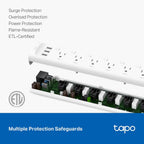 Tapo Smart Wi-Fi Power Strip, Matter, P316M, Energy Monitoring | Surge Protection, 6 Individually Controlled Outlets & 3 USB Ports, Works with Alexa, Google Assistant, Siri & Bixby