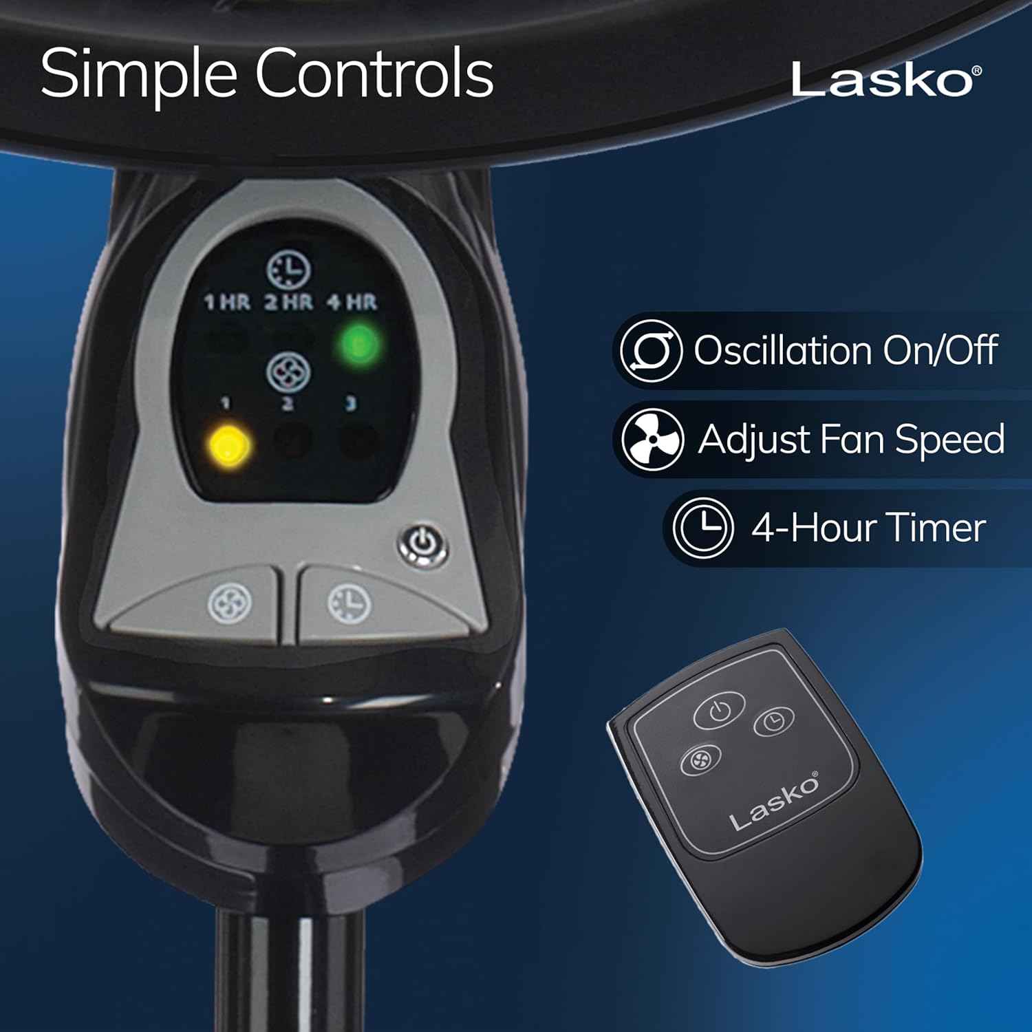 Lasko Oscillating Cyclone Pedestal Fan with Remote Control - Cooling Standing Fan for Bedroom, Living Room, and Home Office - Adjustable Height - 3 Quiet Speeds - 1843 - 18" Blade Diameter - Black