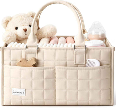 Baby Diaper Caddy Organizer, Portable Nursery Storage Basket with Handle for Newborn Boy or Girl, Gift for Baby Shower Essentials, Registry Must Have Bag, Caddie Car Organizer
