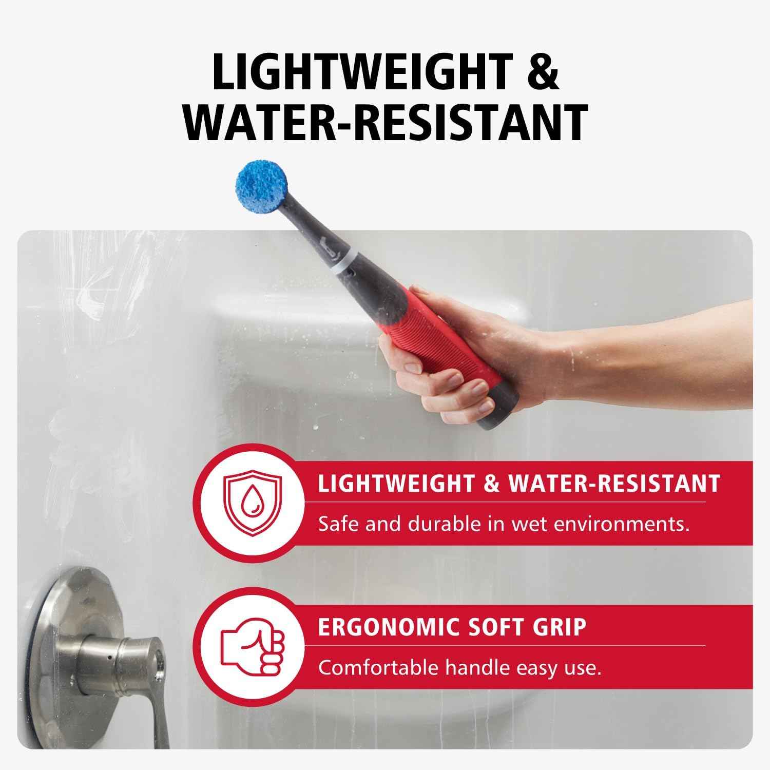 Rubbermaid Reveal Power Scrubber 18-Piece Kit, Cordless Electric Battery Powered Scrub Brush, Water Resistant, for Home/Kitchen/Bathroom/Grout/Tile/Shower/Tub