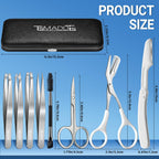 TsMADDTs Tweezers for Women Facial Hair, 8 in 1 Eyebrow Kit with Tweezers, Eyebrow Trimmer Scissors, Razor, Brush with Travel Bag, Hair Plucking Daily Beauty Tools