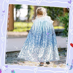 Meland Princess Dress Up for Girls 3-8, Mermaid Cape with Crown, Dress Up Clothes Birthday Gift Toys for Girls Toddlers