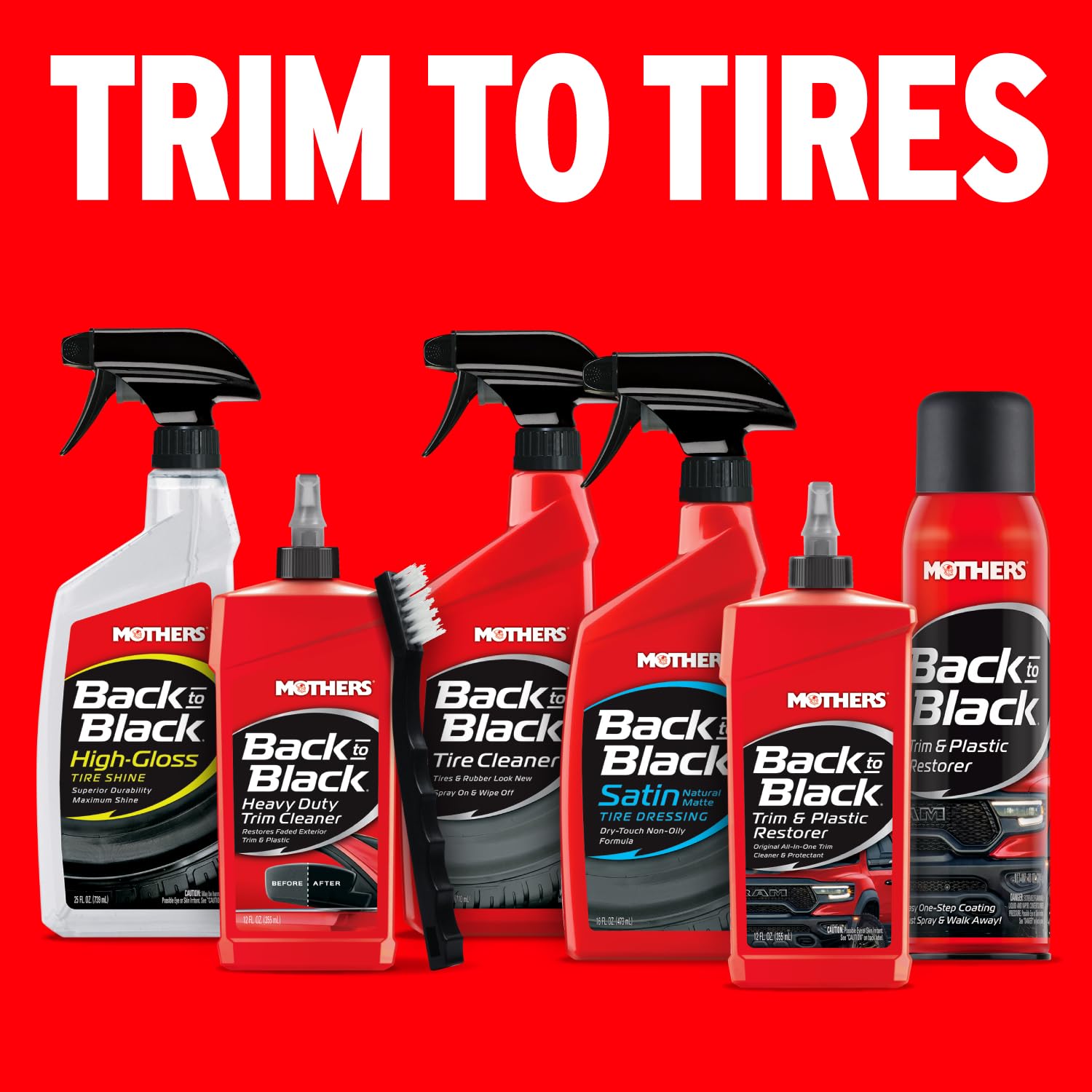 Mothers Back-to-Black Trim & Plastic Restorer, 12 oz. — Removes Oxidation, Dirt & Wax Residue – Restores Faded Trim & Provides Long-Lasting Protection (06112)