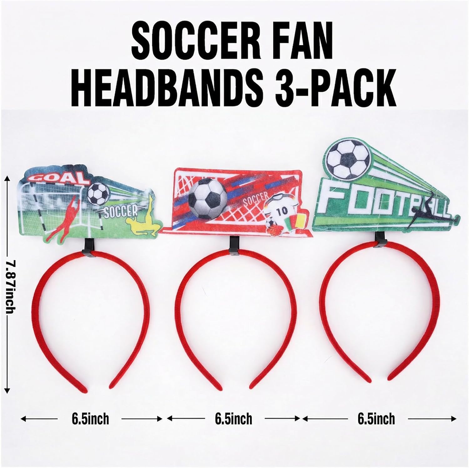 Soccer Headbands 2026 World Cup Party Accessories,Soccer Decorations and Fan Gear Sports Themed Party Favors & Decorations 3PCS