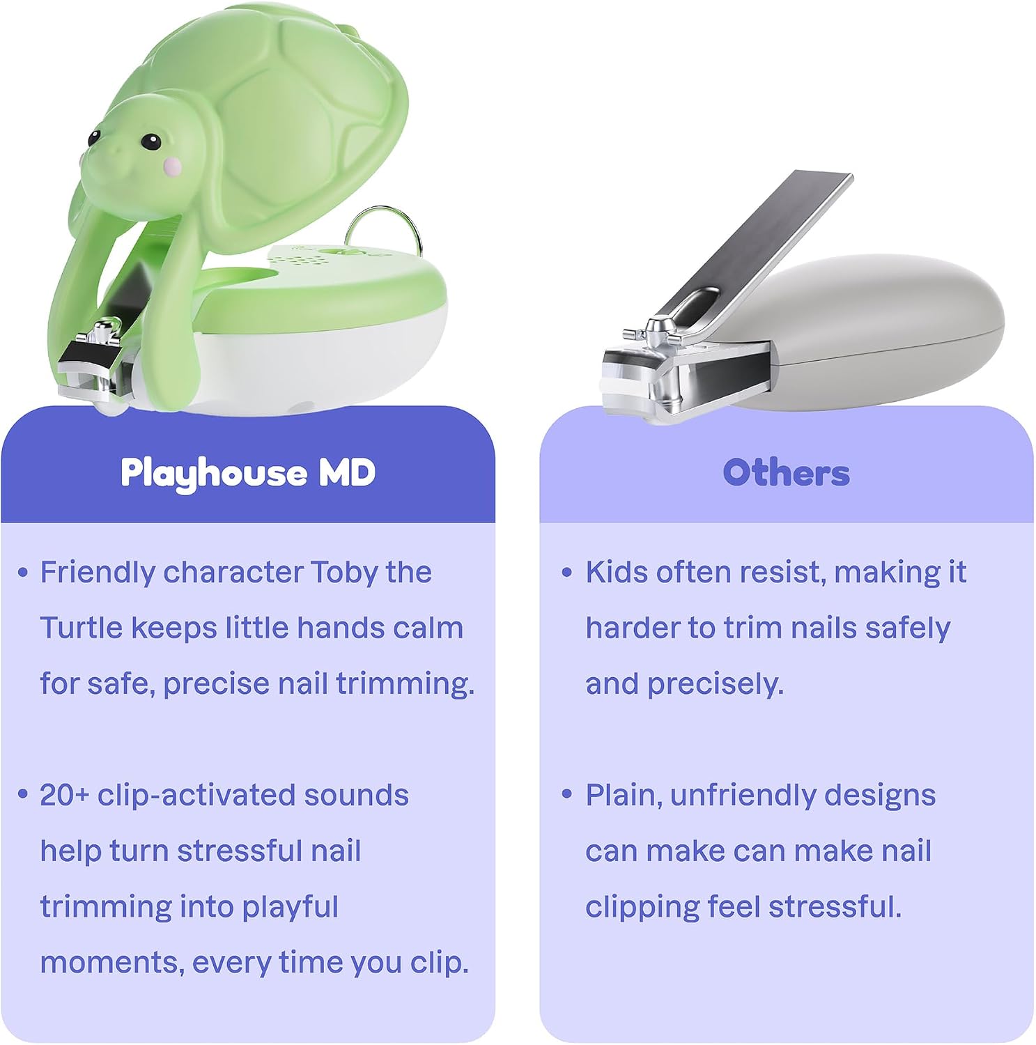 Playhouse MD Interactive Baby Nail Clipper for Newborn, Infant & Toddler - Ergonomic Nail Trimmer with Safety Latch, 20+ Optional Sounds, Bonus Nail File, Baby Nail Care Kit