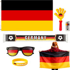 6 Pcs Cheering Set for Game Day Watch Party – Flag, Fan Scarf, Wristband, Flag Glasses, Hand Clapper, Blendable Face Paint Sticks