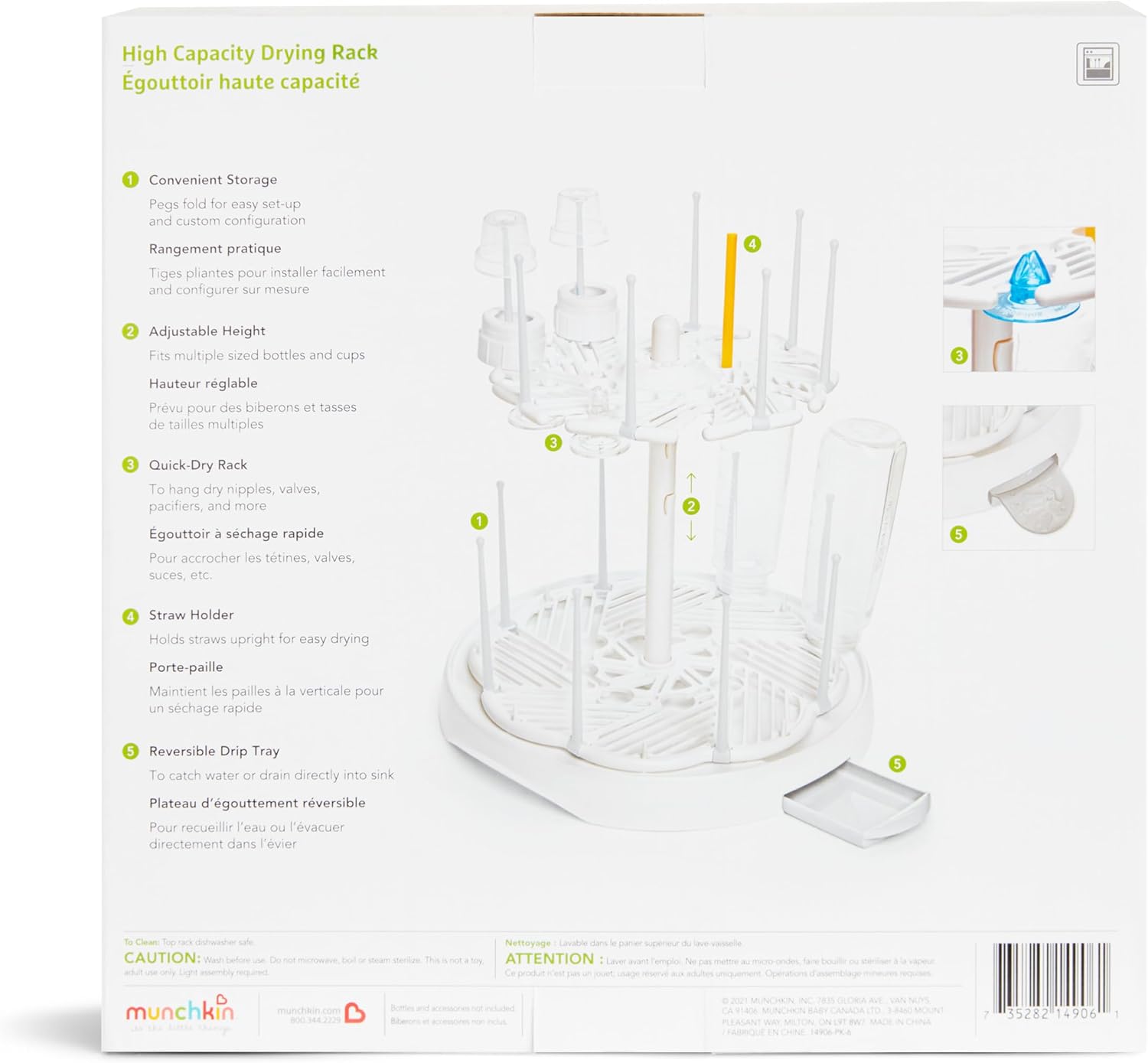 High Capacity Drying Rack for Baby Bottles and Accessories, White