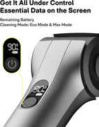 HOTO Flexi™ Cordless Electric Spin Scrubber, Adjustable Angle, Extendable Handle, Smart Display, IPX7 Waterproof, Powerful Cleaning Scrubber with 8 Replaceable Brush Heads, for Bathtub, Bathroom, Tile