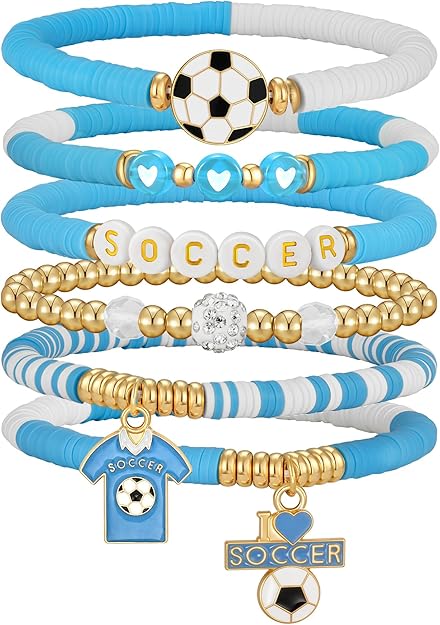 Soccer Cup Soccer Bracelets for Women Men, Stackable Soccer Jewelry Game Day Fan Accessories Gifts for Soccer Fans