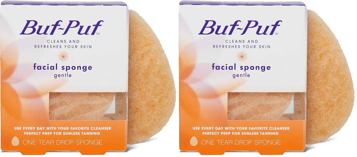 Buf-Puf Gentle Facial Sponge, Dermatologist Developed, Removes Deep Down Dirt & Makeup That Causes Breakouts and Blackheads, Reusable, Exfoliating
