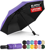 Windproof Travel Umbrella - Automatic Umbrellas for Rain, Compact Folding Umbrella with UV Protection, Lightweight Portable Design for Backpack/Walking/Car, Sun & Storm Ready