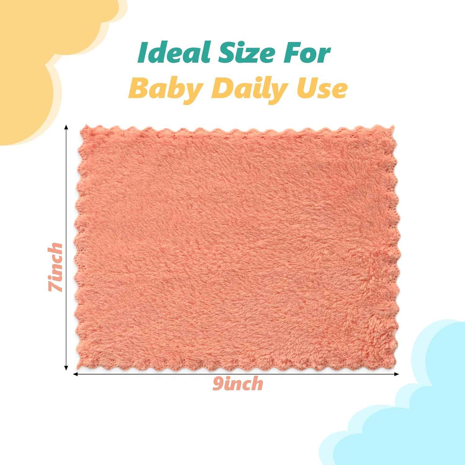25 Pack Baby Washcloths, Microfiber Coral Fleece 7 x 9 Inch Baby Bath Face Towel, Baby Face Skin Wash Cloths Towels Set