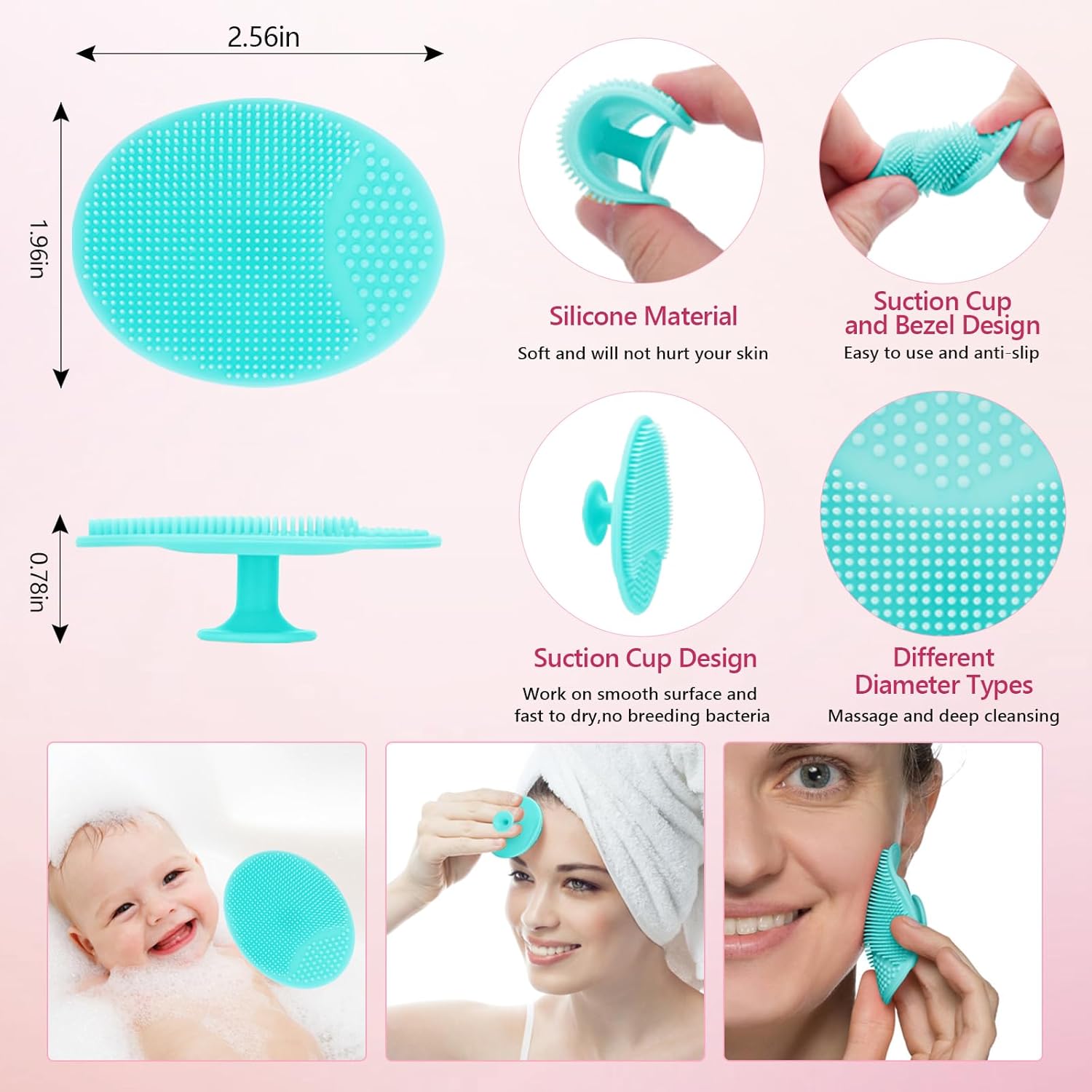 Silicone Face Scrubber, 2pcs Exfoliating Lip Brush, 1pcs Cleansing Brush,2pcs Face Mask Exfoliator Blackhead Skin Care Tool