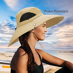 Leotruny Women Super Wide Brim Sun Hat UPF50+ Waterproof Bucket Hat for Fishing, Hiking, Camping