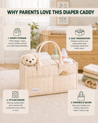 Baby Diaper Caddy Organizer, Portable Nursery Storage Basket with Handle for Newborn Boy or Girl, Gift for Baby Shower Essentials, Registry Must Have Bag, Caddie Car Organizer