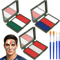 Green Blue White Red Face Painting Kit, 3PCS Patriotic America Mexico Flag 3 Colors Painting with 4PCS Brushes, Soccer Flag Eye Face Body Paint for Sports National Events Soccer Game Makeup Supplies