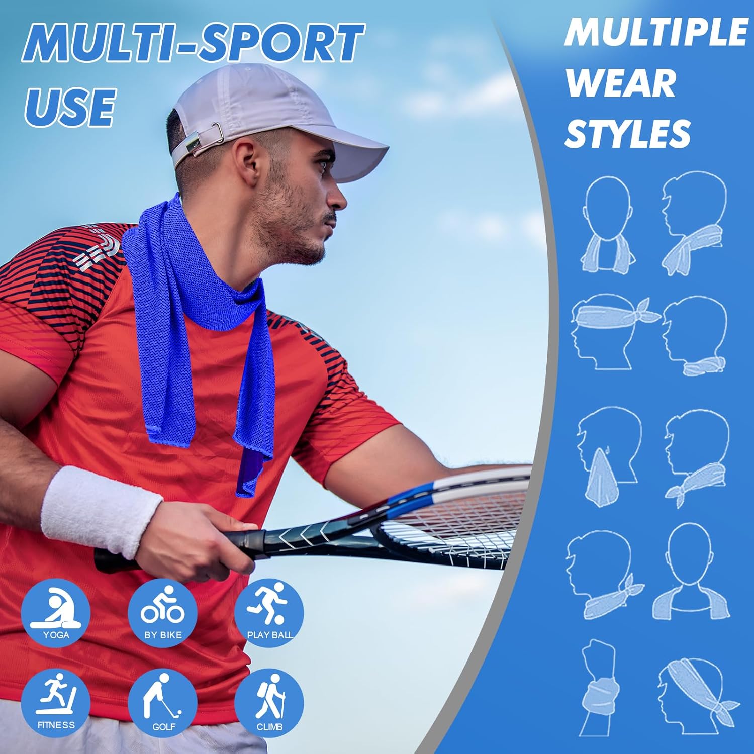 Cooling Towels (47"x12") for Neck and Face, Ice Towel for Hot Weather, Soft Breathable Chilly Gym Towels, Microfiber Towel for Work Out, Yoga, Running, Camping & More Activities