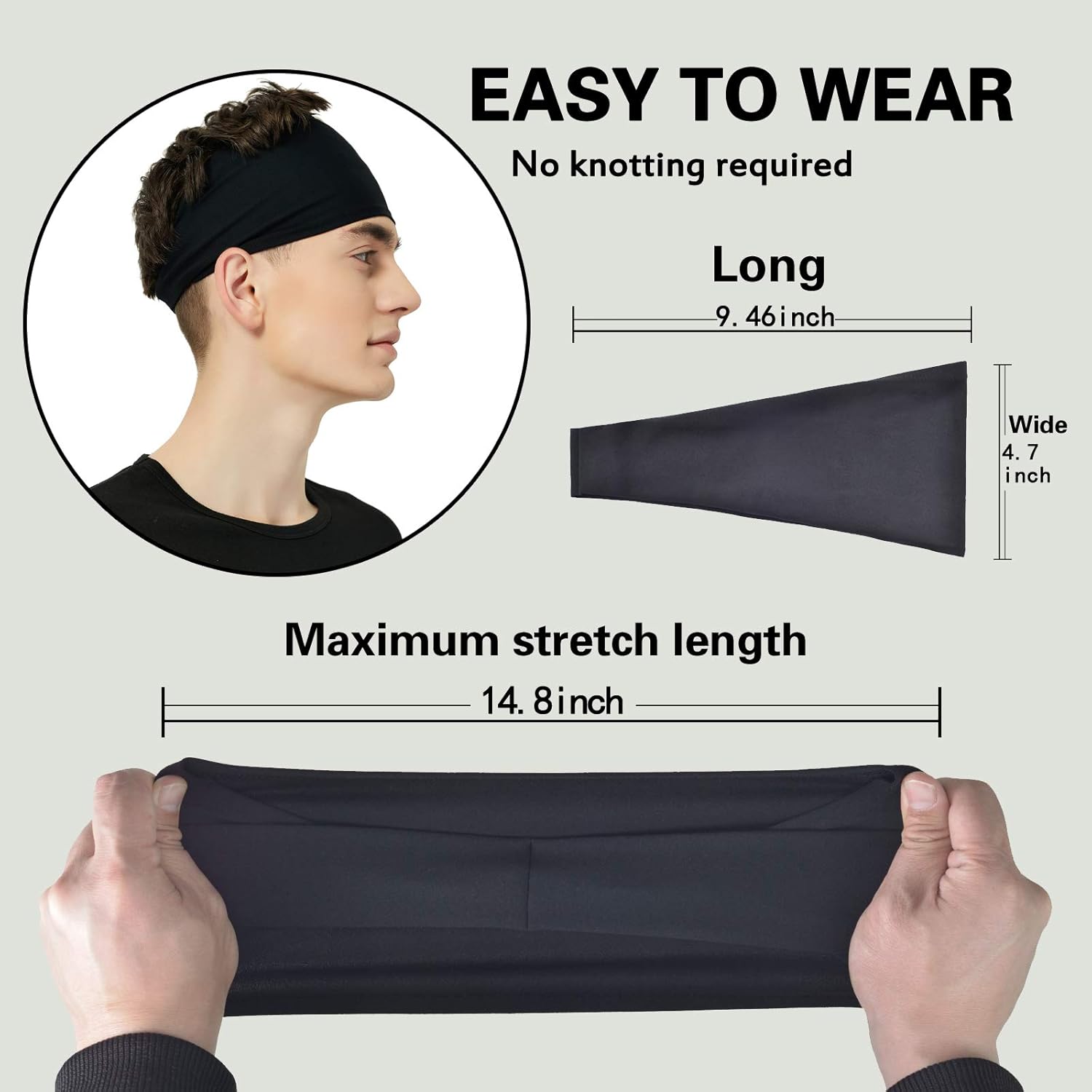 Pilamor Sports Headbands for Men (5 Pack),Moisture Wicking Workout Headband, Sweatband Headbands for Running,Cycling,Football,Yoga,Hairband for Women and Men