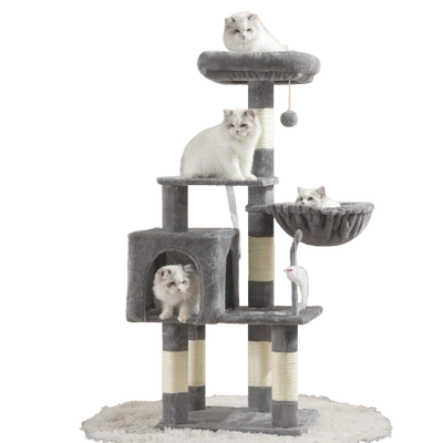 Heybly Small Cat Tree with Hammock – Compact Cat Tower & Furniture for Indoor Cats