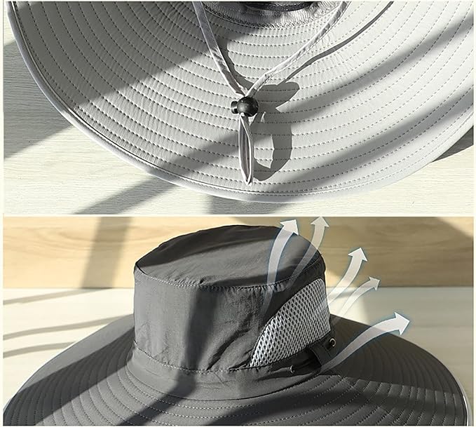 Leotruny Men Wide Brim Sun Hats UPF50+ Waterproof Breathable Bucket Hat for Fishing, Hiking, Camping