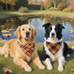 2PCS Christmas Dog Bandanas – Red and Green Plaid with Tassels