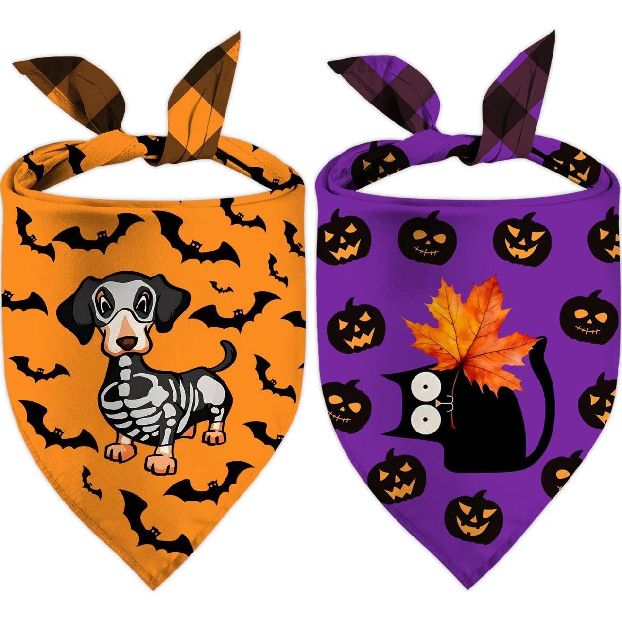 Christmas Dog Bandana Set – 2 Pack Red & Green Plaid Pet Scarf