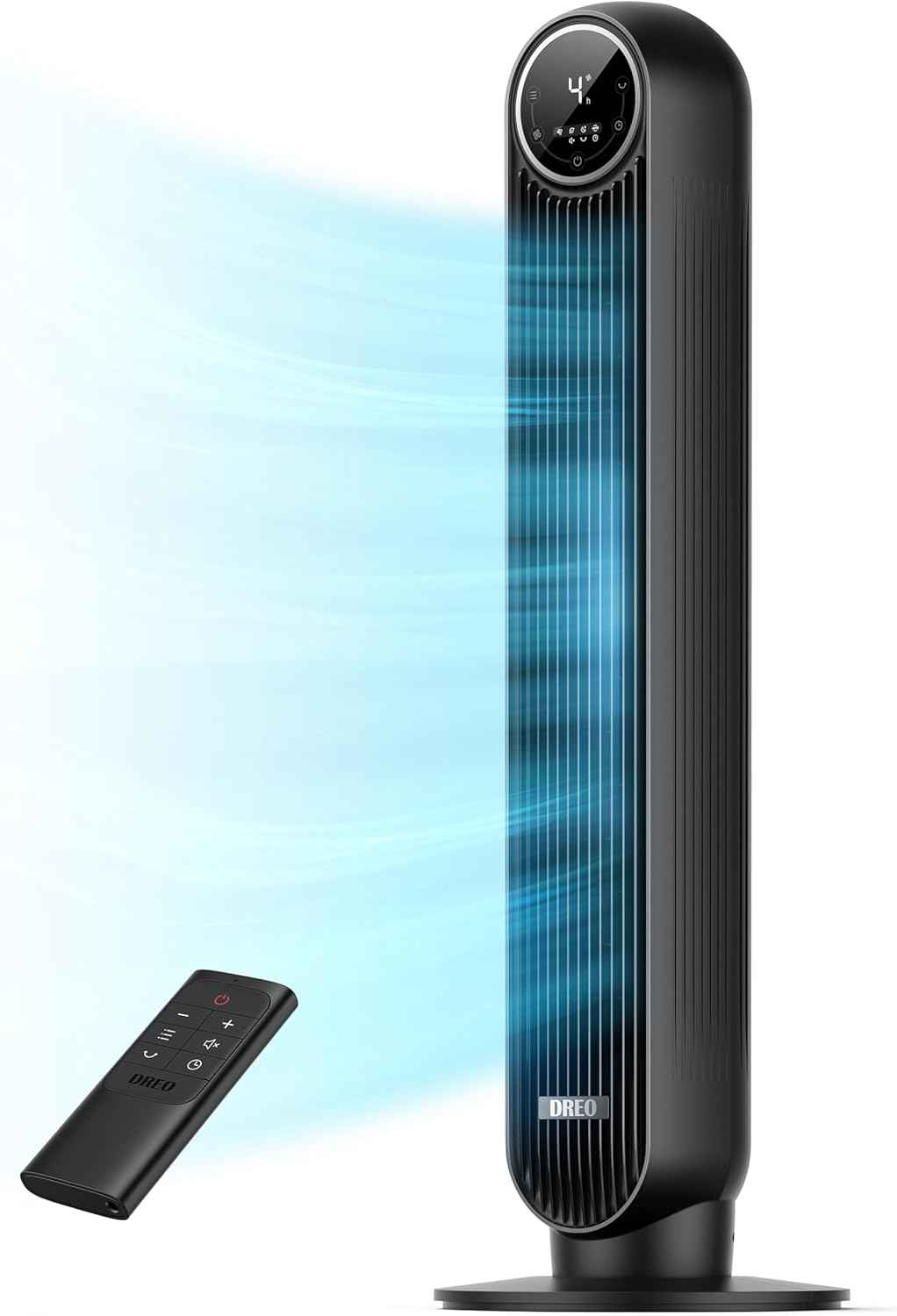 DREO Tower Fan for Bedroom, 2026 Upgraded DC Motor, 28ft/s High Velocity, 20dB Ultra Quiet Standing Fan, 8 Speeds 4 Modes, 90° Oscillating Bladeless Fan for Indoors, Floor Fans with Remote