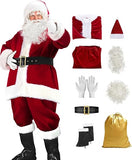 Santa Claus Costume for Men Women Adult - 9pc. Deluxe Costume Santa Suit Outfit