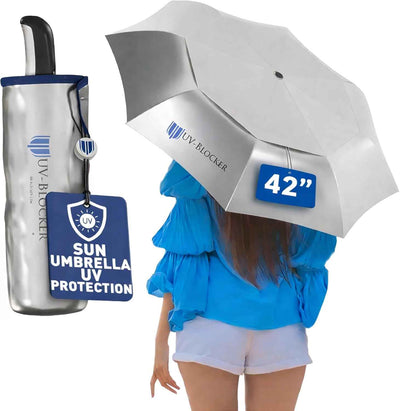 UV-Blocker Sun Umbrella UV Protection Compact - Auto Open/Close - Double Vented Canopy - Wind-resistant Sun Umbrella for Walking