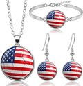 3PCS Country Flag Soccer Necklace Earrings Bracelet Set for Women Soccer Jewelry Gifts for Women Fans Players soccer Accessories Birthday Christmas Gift Ideas