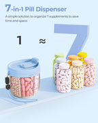 AMOOS Cute Pill Dispenser with 7 Large Compartments, Portable Pill Bottle Organizer with Wide Opening for Easy Use, Anti-Mix Pill Organizer for Travel, BPA-Free Pill Container