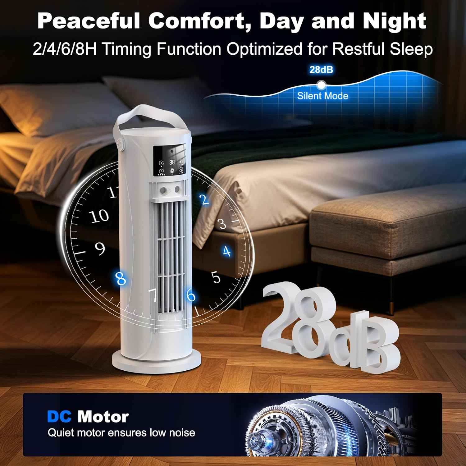 Portable Air Conditioners, 120 °rotating tower fan, portable AC for 3 wind speeds,Storm mode, 8H timing, Evaporative Air Cooler with remote control,750ML water tank, spray,cooling fan for home - white
