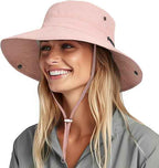 Sun Hats for Women Ponytail Wide Brim Summer Packable Cowboy Hat | 100% Nylon, Convertible Cowboy Style, Foldable & Packable, Adjustable Drawstring, Ideal for Hiking, Gardening, Beach Boating