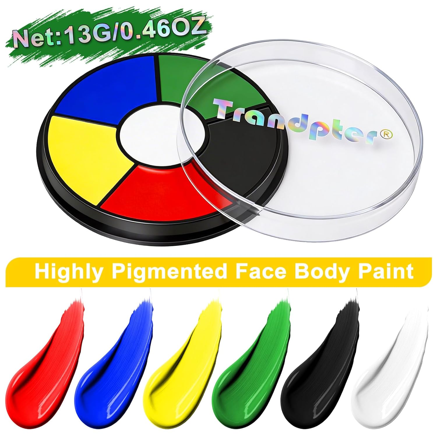 6 Color Face Paint Wheel for Football – Waterproof Face Body Paint Cream, Portable Design with Red White Blue Yellow Green Black, Hypoallergenic Non-Toxic for Soccer Fans Game Day Tailgate