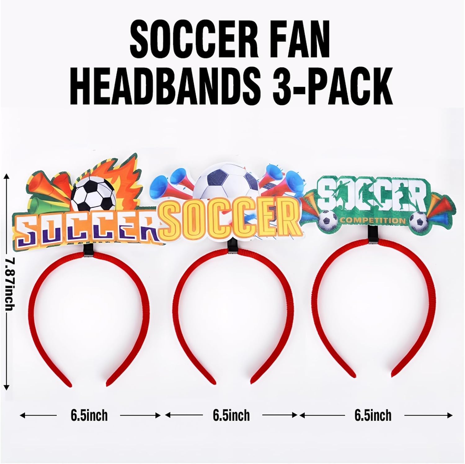Soccer Headbands 2026 World Cup Party Accessories,Soccer Decorations and Fan Gear Sports Themed Party Favors & Decorations 3PCS