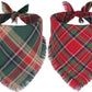 2PCS Christmas Dog Bandanas – Red and Green Plaid with Tassels