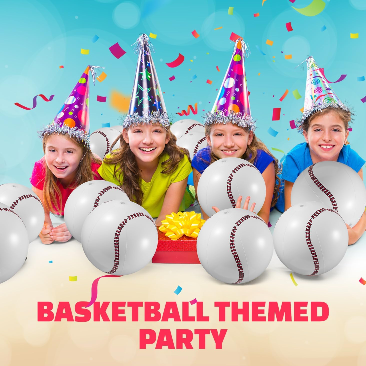Inflatable Balls (Pack of 12) 16-inch, Beach Balls Bulk for Beach Toys & Birthday Party Decorations & Party Favors for Kids, Goodie Bags Stuffers