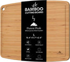 Large Bamboo Cutting Board, Reversible Wood Cutting Board with Juice Groove, Lightweight & Easy to Clean, Eco-Friendly Kitchen Prep Board for Fruits & Vegetables