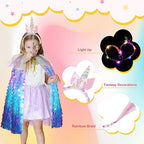 Meland Princess Dress Up for Girls 3-8, Mermaid Cape with Crown, Dress Up Clothes Birthday Gift Toys for Girls Toddlers