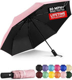 Windproof Travel Umbrella - Automatic Umbrellas for Rain, Compact Folding Umbrella with UV Protection, Lightweight Portable Design for Backpack/Walking/Car, Sun & Storm Ready