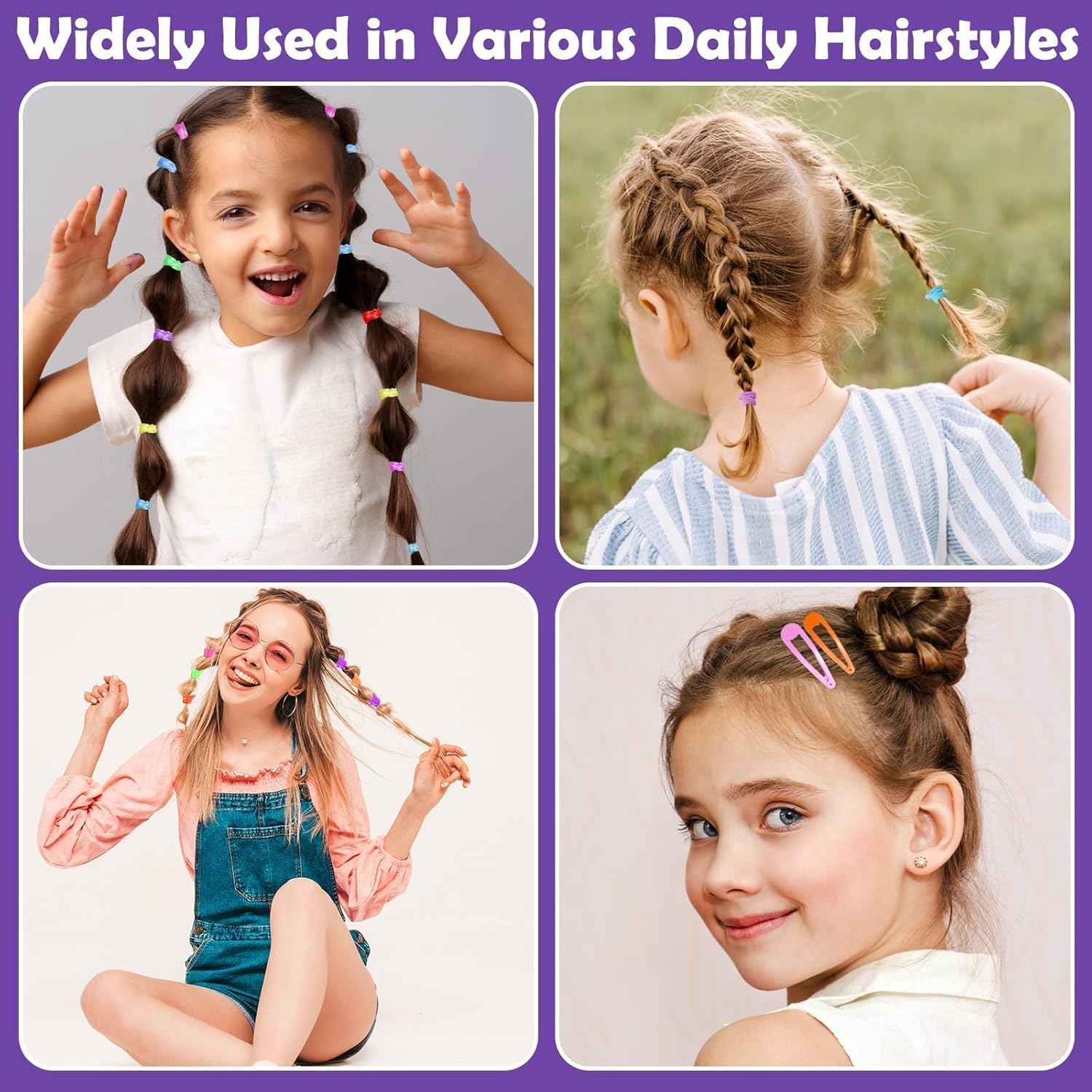 Hair Accessories for Girls, 1700 Pcs Colorful Hair Rubber Bands Elastic Hair Ties Hair Clips Hair Wax Stick Spray Bottle Hair Styling Tools with Organizer Box