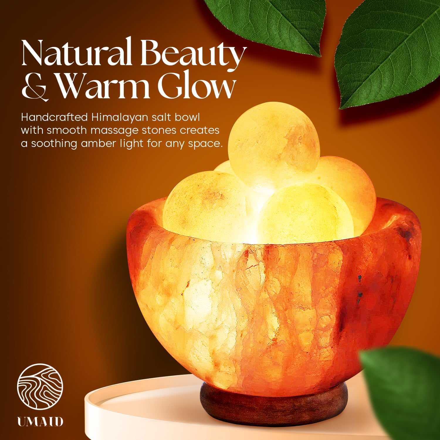 UMAID Himalayan Salt Lamp, Dimmable Pink Rock Salt Lamp for Bedroom, Office Desk & Meditation Room, Spa Decor, Relaxation Home Decor Gifts for Men & Women