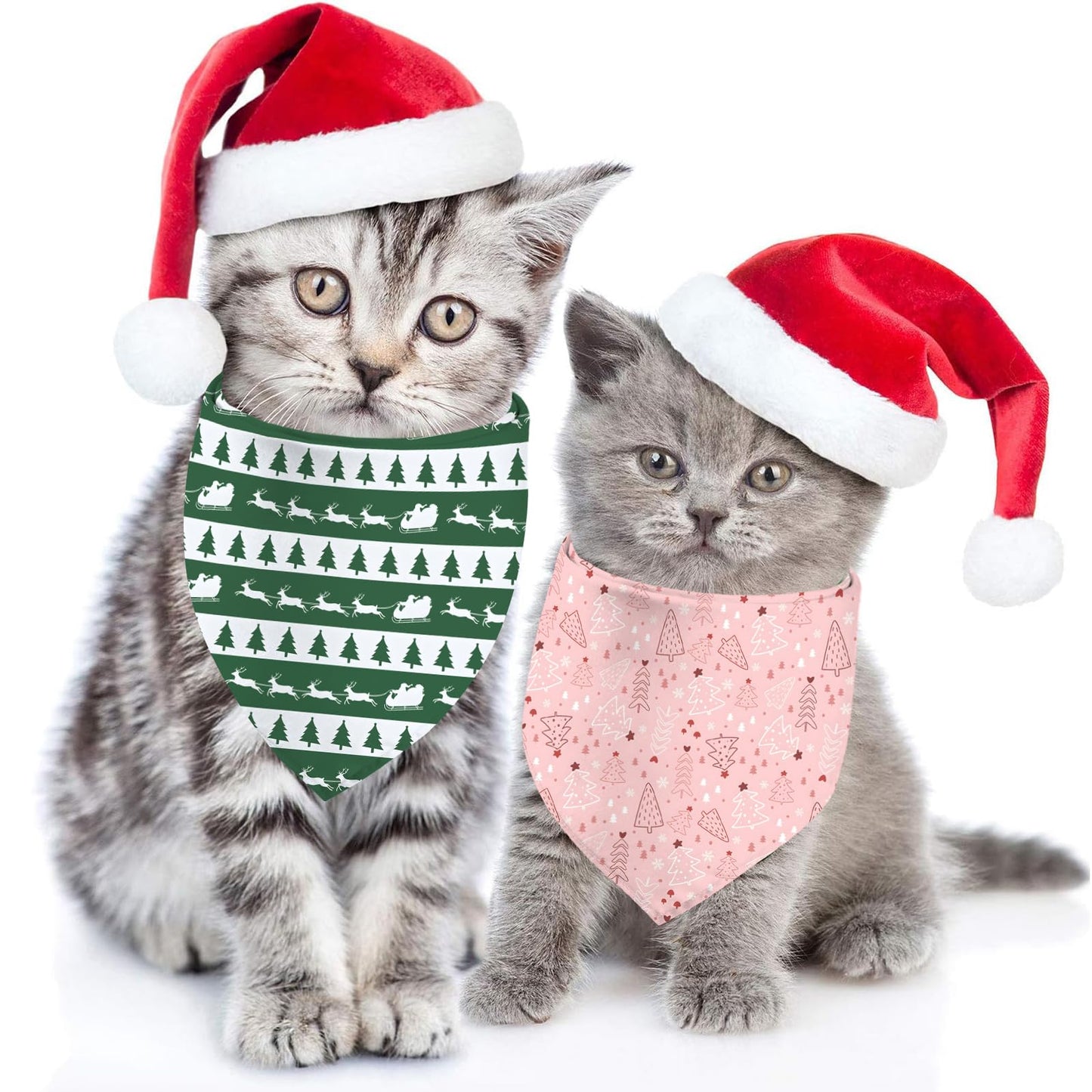 Christmas Dog Bandana Set – 2 Pack Red & Green Plaid Pet Scarf