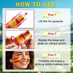 3 in 1 Colors Face Body Paint Sticks for Soccer,Football,Softball,Baseball,High Pigment & Waterproof Eye Black Stick Makeup