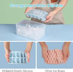 DOQAUS Ice Cube Tray with Lid and Bin - 4 Pack Silicone Ice Cube Trays for Freezer, Stackable Ice Bucket Kits with Storage Container & Scoop for Kitchen