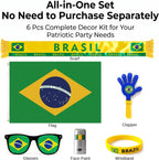 6 Pcs Cheering Set for Game Day Watch Party – Flag, Fan Scarf, Wristband, Flag Glasses, Hand Clapper, Blendable Face Paint Sticks