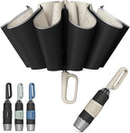QWB Inverted Umbrella with Carabiner Handle, Compact Wind Proof Umbrellas For Rain and Sun Protection, Portable Reverse Folding Umbrella, Car Umbrella for Women Men, 10 Ribs