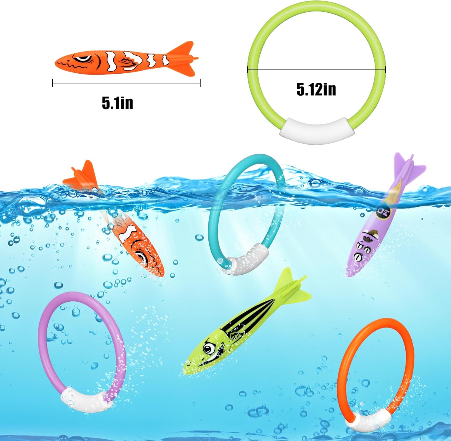 Korlon Tec Underwater Pool Toys for Kids Ages 4-8 8-12, Summer Training Swim Pool Diving Toys Set for Fun Water Games