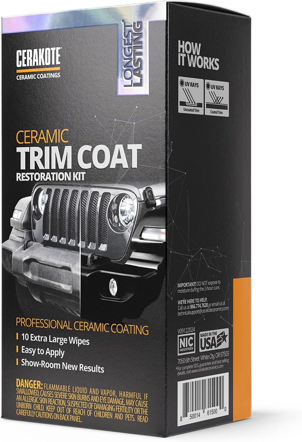 CERAKOTE® Ceramic Trim Coat Kit - Quick Plastic Trim Restorer - Ceramic Coating Guaranteed Restoration to Last Over 200 Washes – A Ceramic Coating, Not a Dressing | Quick Plastic Trim Restorer, Guaranteed Restoration Over 200 Washes