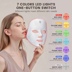 LED Face Mask Light Therapy,LED Light Therapy Mask for Face，Portable 7 Colors LED Facial Skin Care Mask for Home Use,Rechargeable